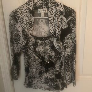 Joseph Ribkoff Monochrome Patterned Blouse
